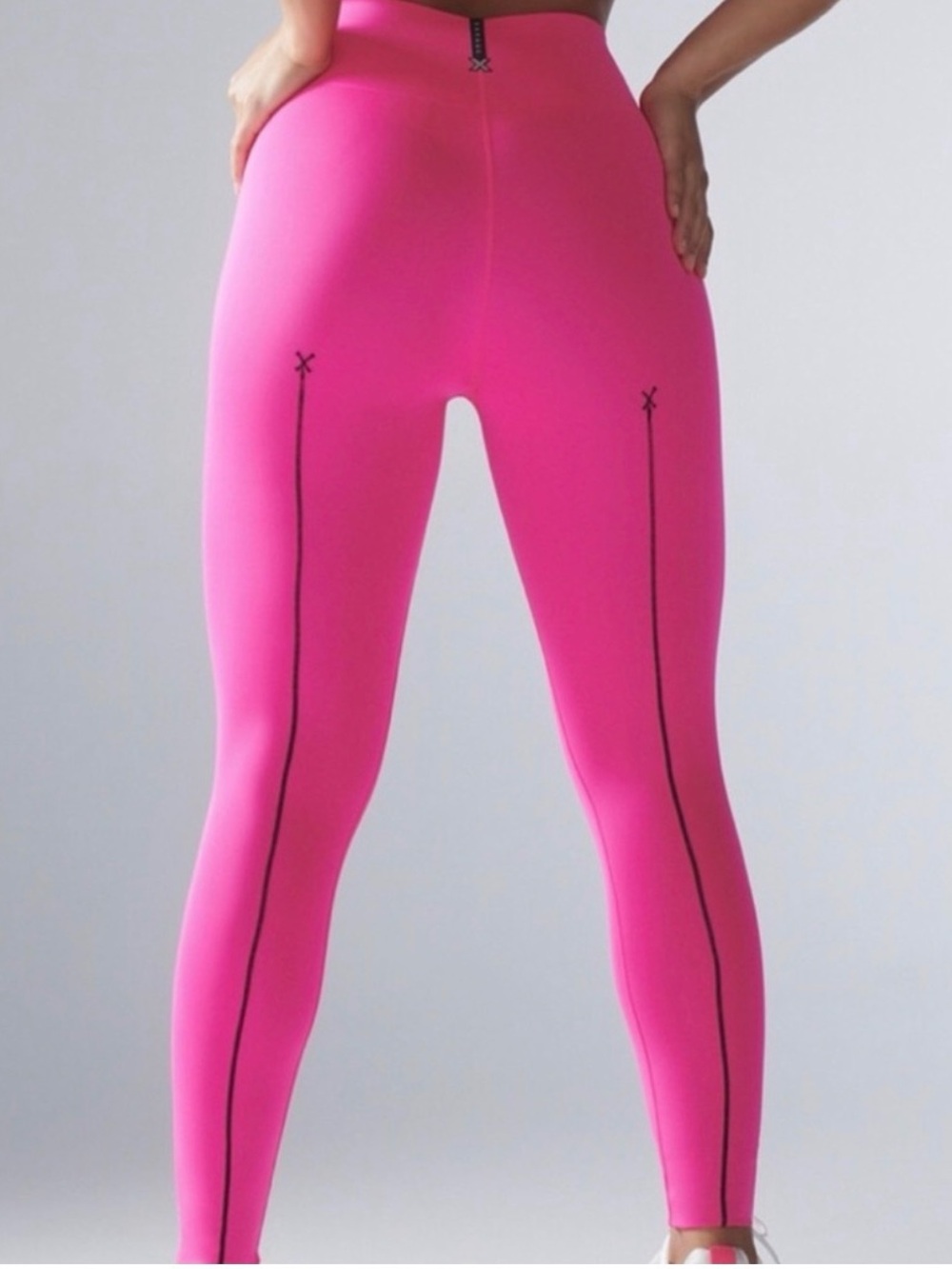 Savage X Fenty Hot Pink High-Waist Leggings with Black Seam Accent